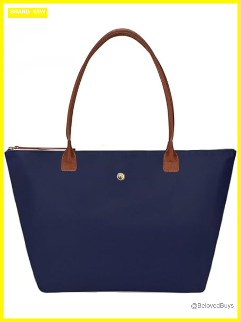 Foldable Nylon Tote Bag Lightweight Shoulder Purse Hobo For Work Travel